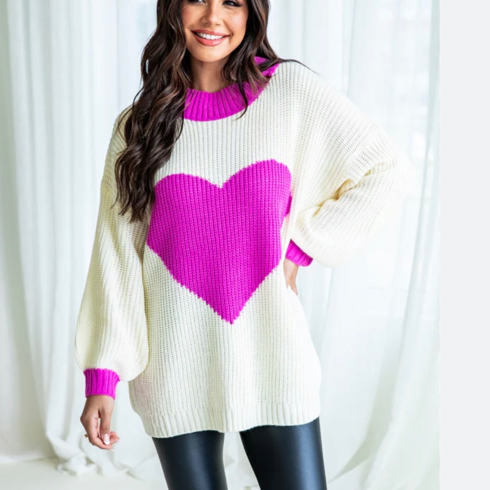 Pink Lily Brand Oversized “Heal Your Heart” Sweater Size Small